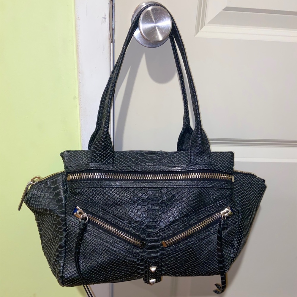 Botkier Black Textured Leather Top Handle Bag